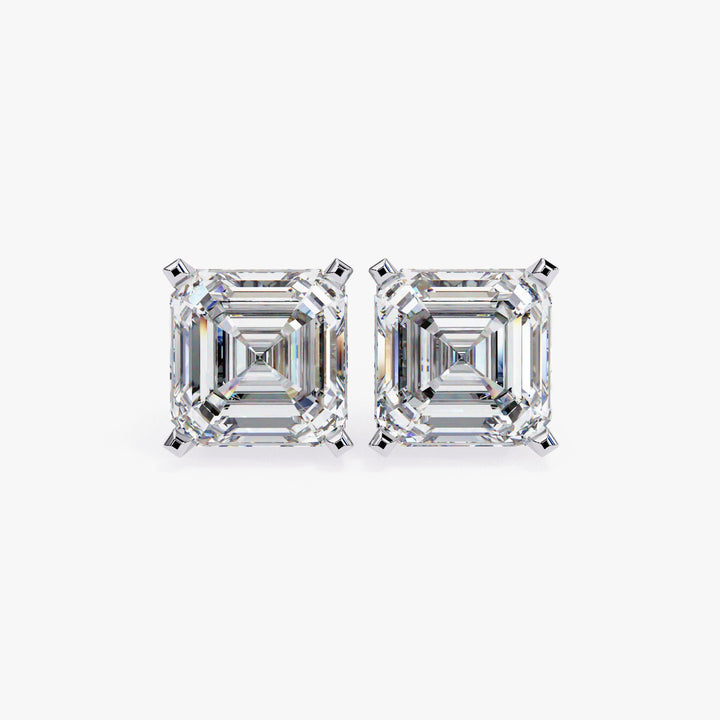 Asscher Cut Lab Grown Diamond 14K Gold Stud Earrings Diamond Solitaire Studs Gift for Her Minimalist Studs Dainty Bridal Earrings