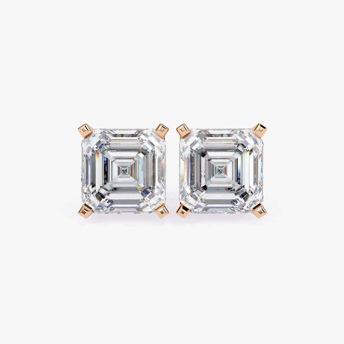 Asscher Cut Diamond Stud Earrings Natural Diamond Solitaire Studs 14K Solid Gold Gift for Her Minimalist Studs Dainty Bridal Earrings