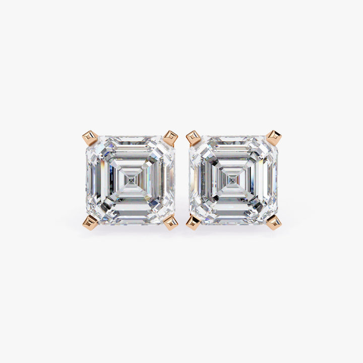 Asscher Cut Lab Grown Diamond 14K Gold Stud Earrings Diamond Solitaire Studs Gift for Her Minimalist Studs Dainty Bridal Earrings