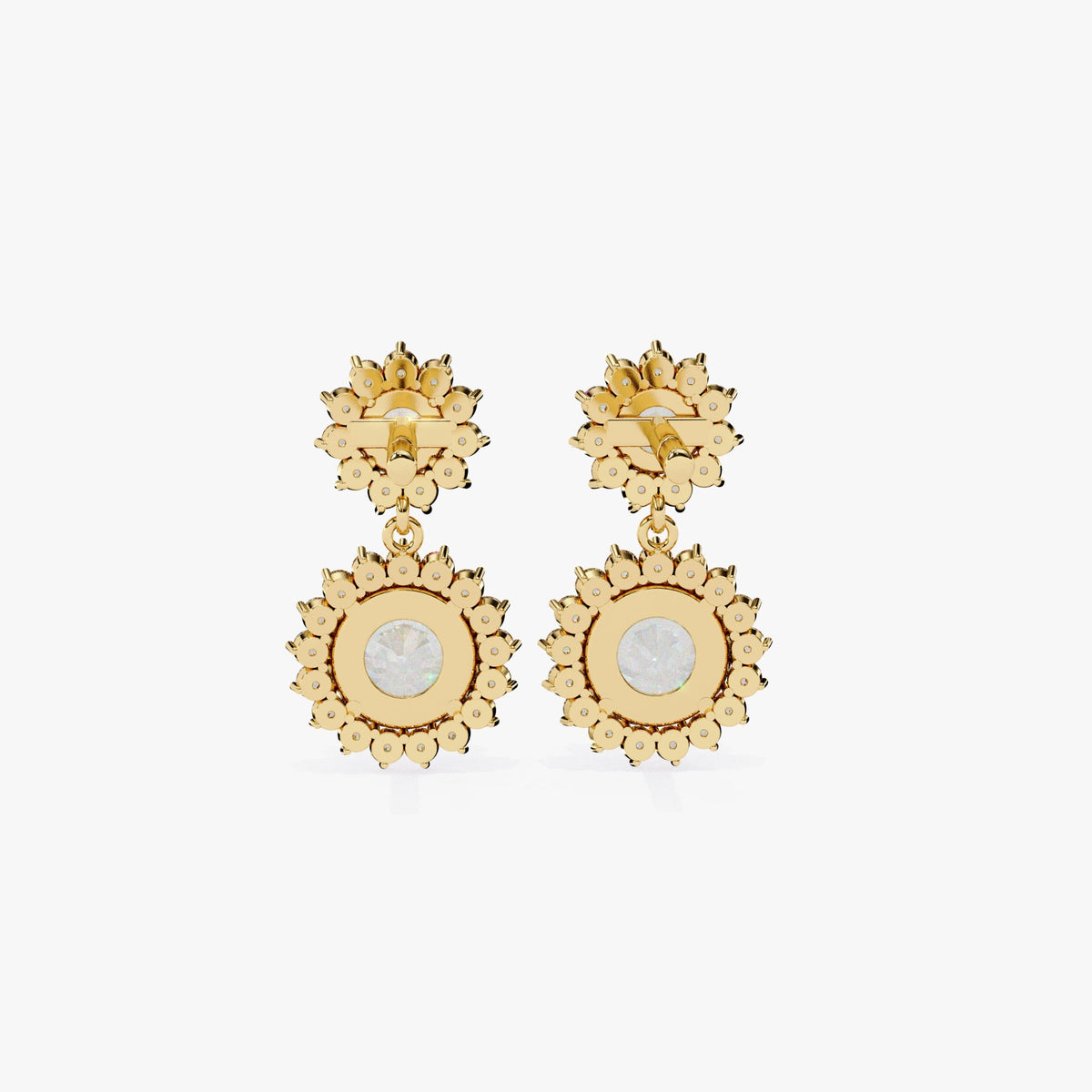 14K Gold Lab Grown Diamond Halo Dangle Earrings, 1.25 CTW, 13mm