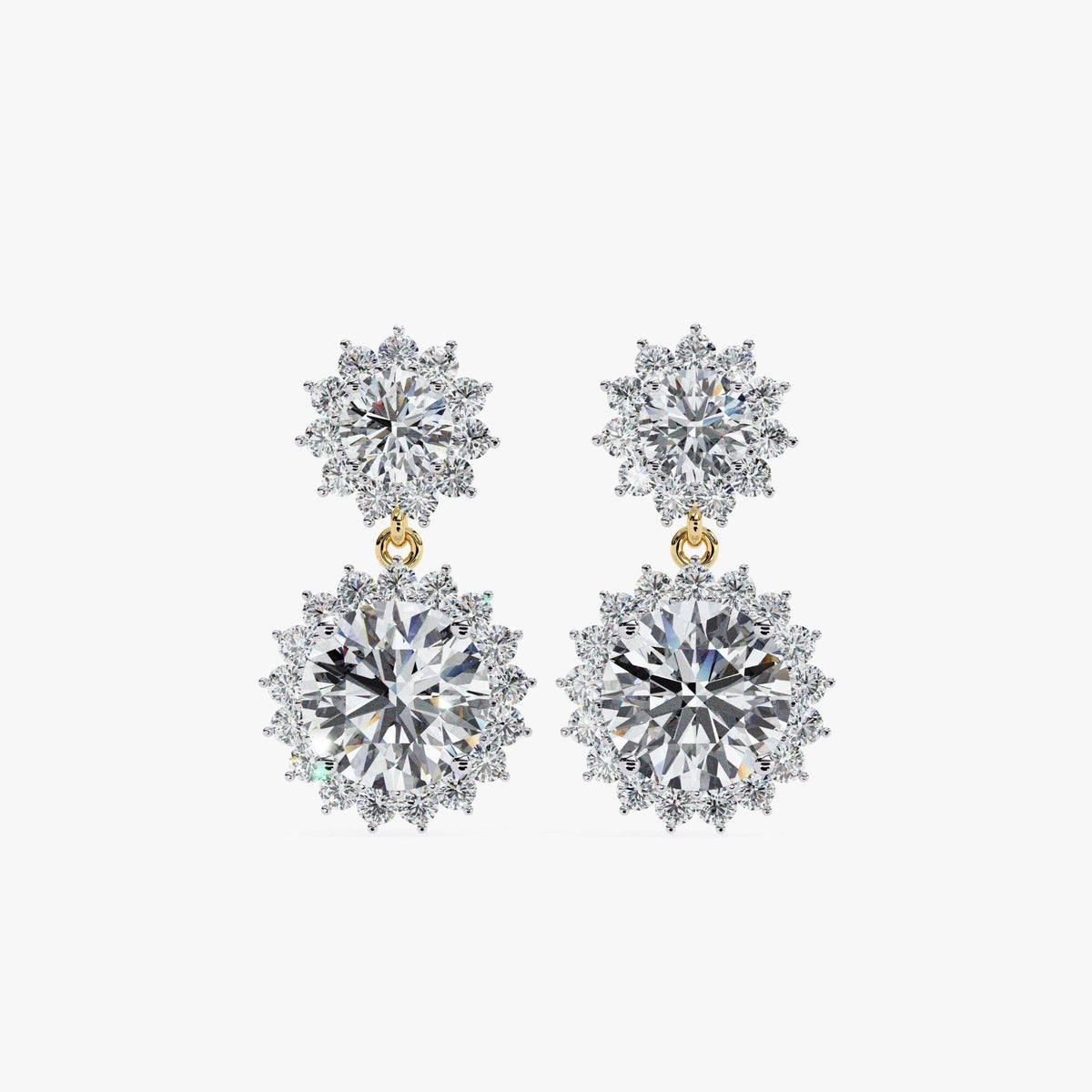 14K Gold Lab Grown Diamond Halo Dangle Earrings, 1.25 CTW, 13mm