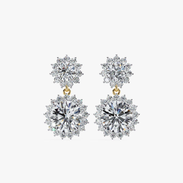 14K Gold Lab Grown Diamond Halo Dangle Earrings, 1.25 CTW, 13mm