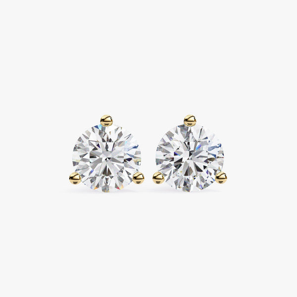 14K Gold Round Natural Diamond Stud Earrings, 0.50 CTW - 1 CTW