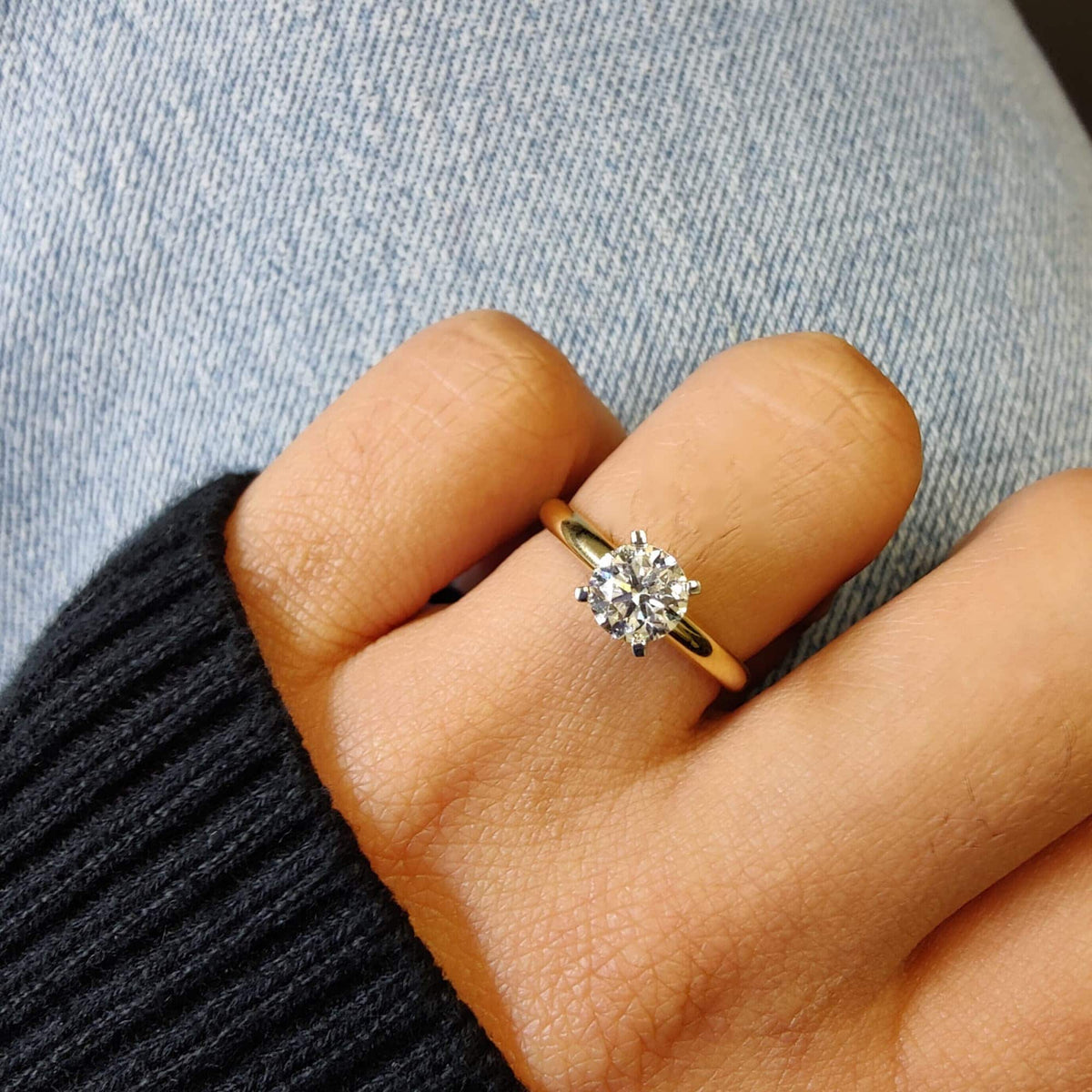 Promise Proposal Ring, Petite Minimalist Design Ring, 1 CT Lab Grown Diamond Lab Created Round Diamond Ring, 14K Solid Gold Comfort, dainty minimalist everyday ring chic classic stacking ring stackable ring