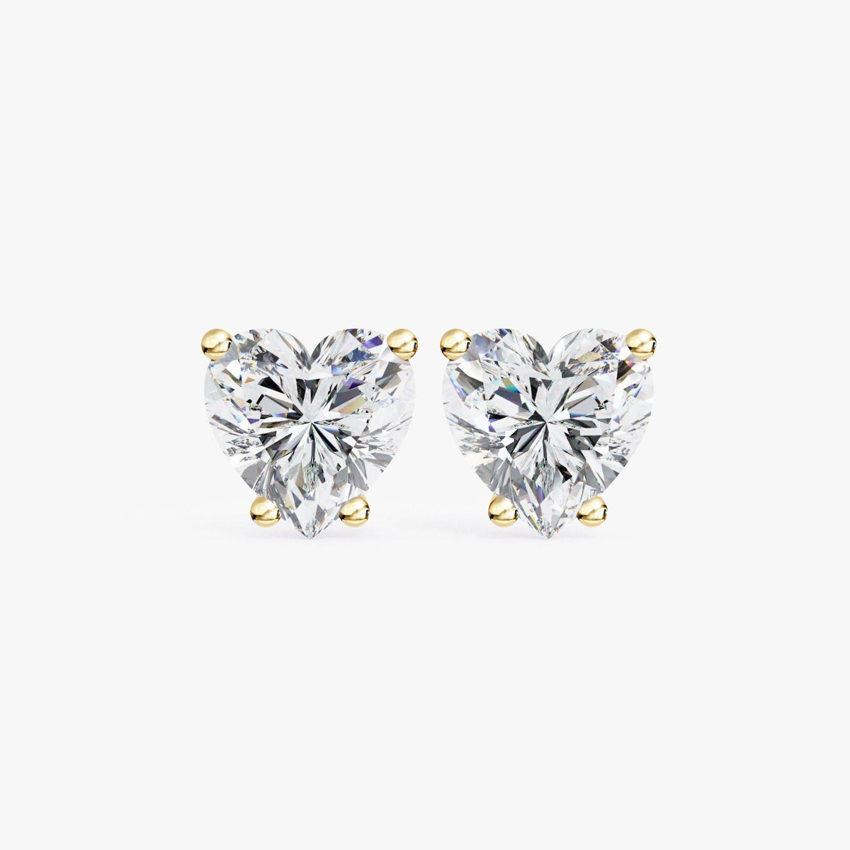 14K Solid Gold Heart Diamond Stud Earrings (0.50 - 1 ctw)