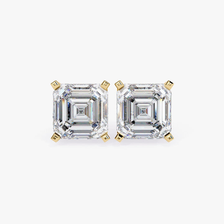Asscher Cut Lab Grown Diamond 14K Gold Stud Earrings Diamond Solitaire Studs Gift for Her Minimalist Studs Dainty Bridal Earrings