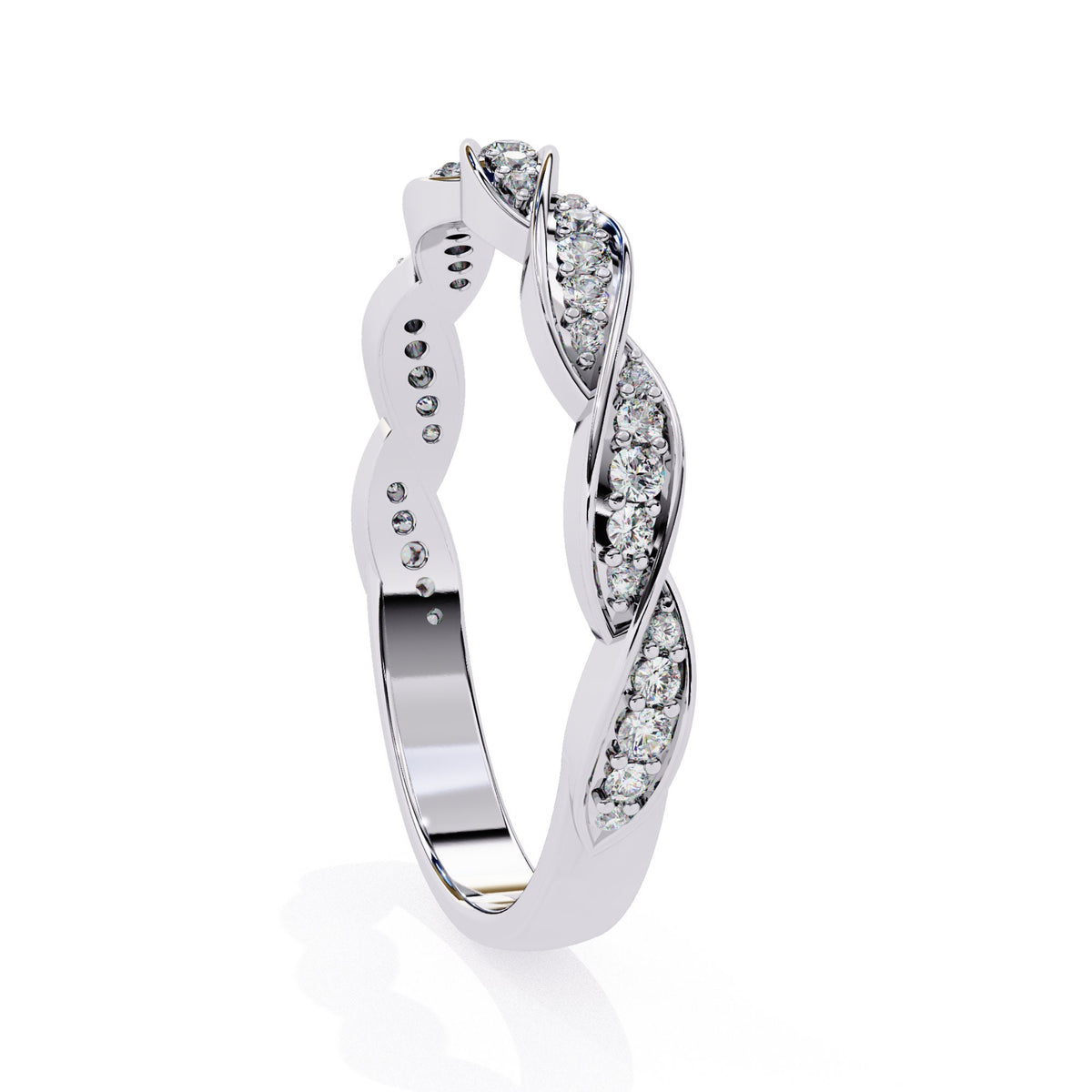 1/3 Ctw, 14K Solid Gold, Diamond Band, Vine Design, Twist Design, Wedding Band, Stacking Band, Round Brilliant Diamonds