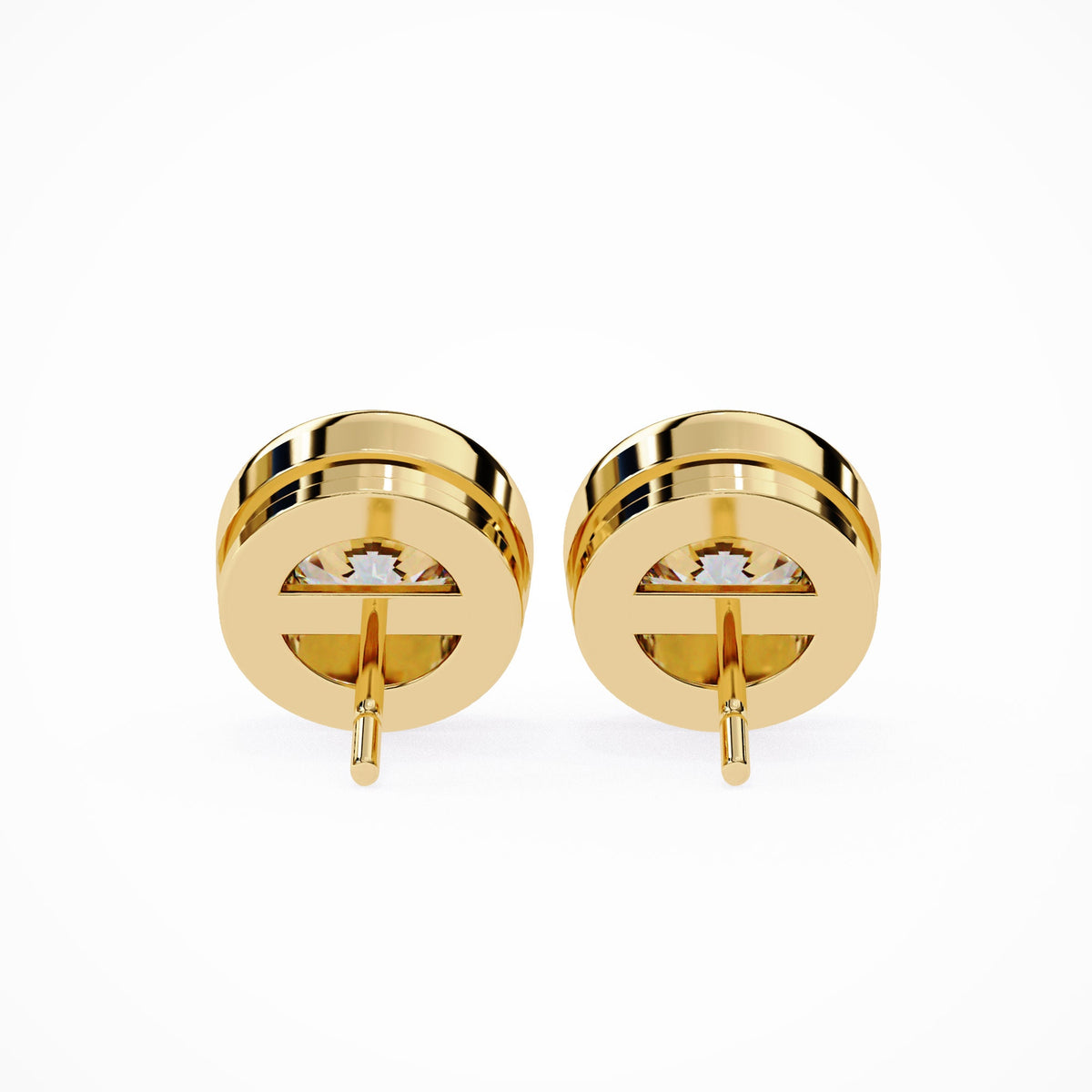 Natural Diamond Earring Bezel Stud, 1 Ct Diamond Gold Earrings, 14K Gold Bezel Diamond Earring, Pushback Diamond Stud Earrings