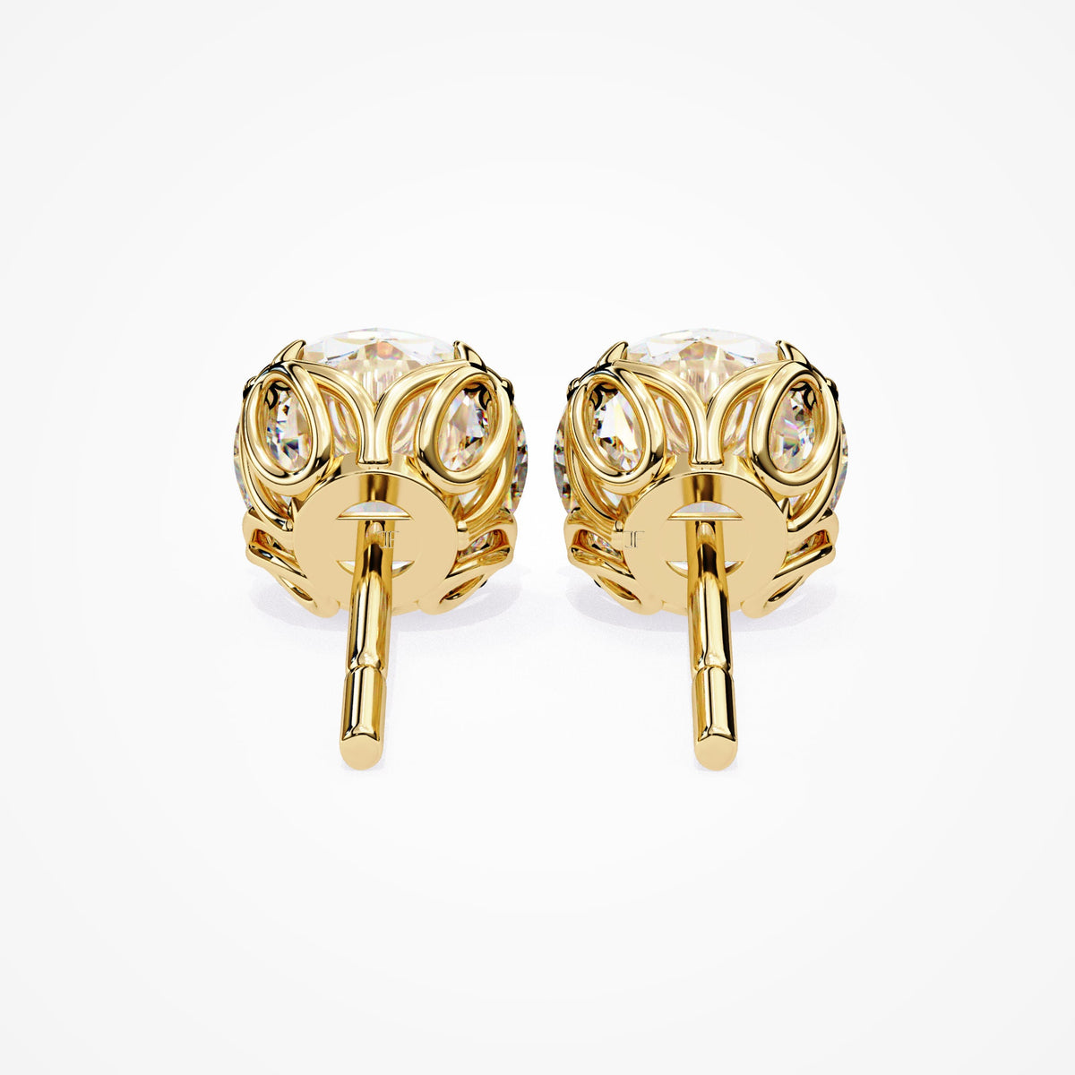 Natural Diamond Studs / Floral / 8 Prongs / 0.20 to 1ct total weight / 14K Solid Gold / White, Yellow, Rose Black Gold / SI GH / Push Back