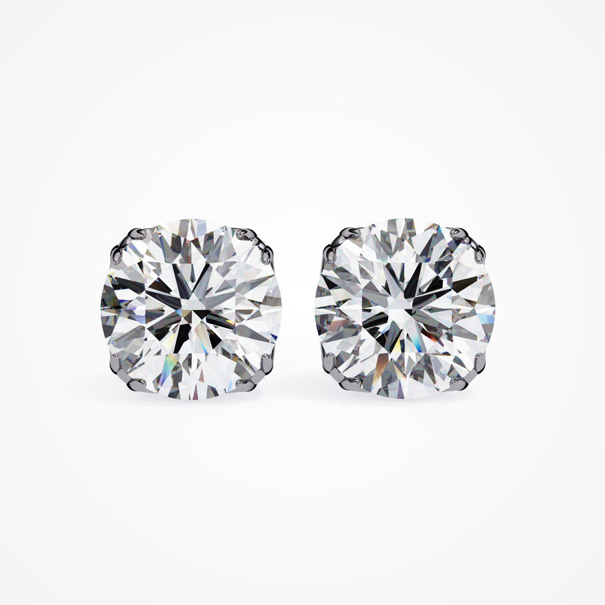 Natural Diamond Studs / Floral / 8 Prongs / 0.20 to 1ct total weight / 14K Solid Gold / White, Yellow, Rose Black Gold / SI GH / Push Back