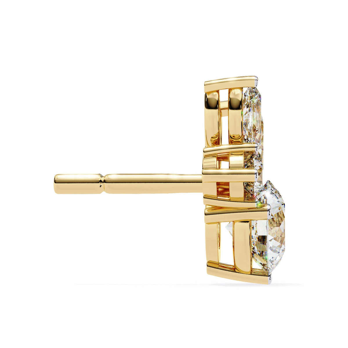 1.40 CT Round Marquise Natural Diamond Stud Earrings, 14K Gold Earrings, Prong Setting Unique Diamond Earrings, Dainty Women Wedding Earring
