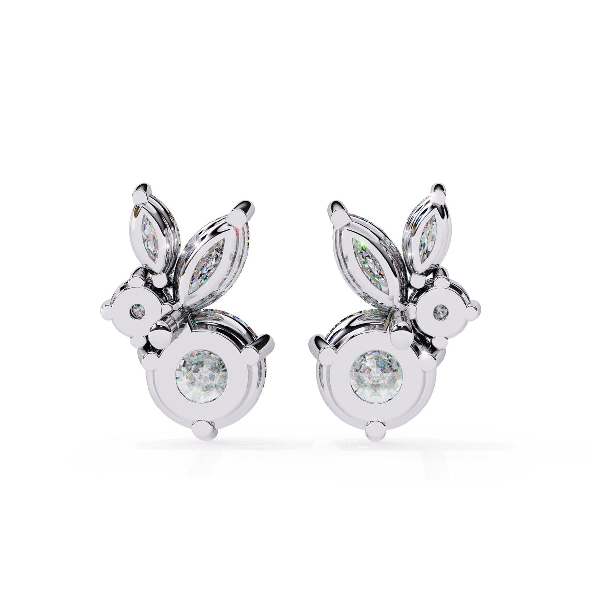 1.40 CT Round Marquise Natural Diamond Stud Earrings, 14K Gold Earrings, Prong Setting Unique Diamond Earrings, Dainty Women Wedding Earring
