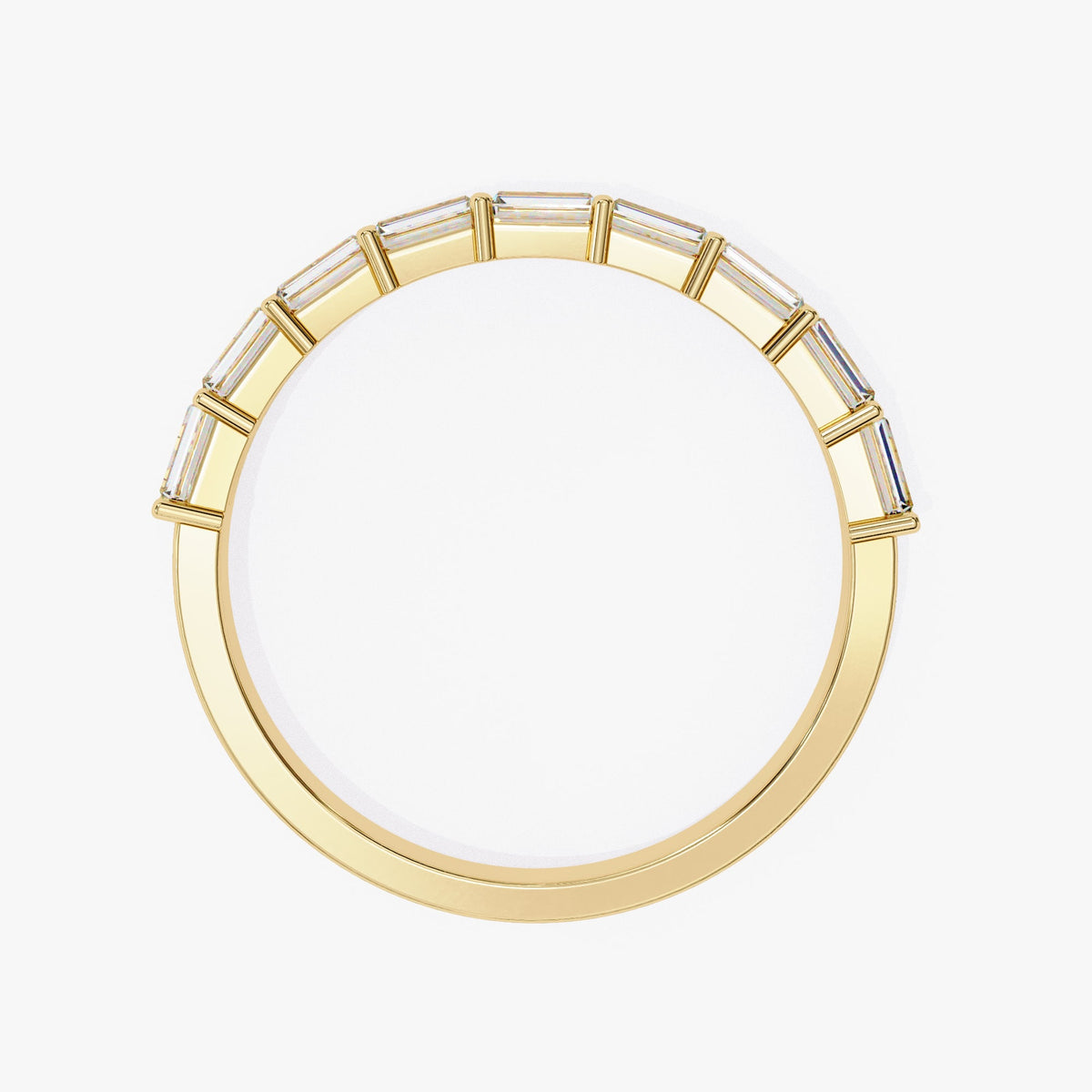 2/3 Ct TW Natural Diamonds, 14k Solid Gold, Diamond Band, Round and Baguette Diamonds, Half Eternity Band, Everyday Ring, East West Baguette