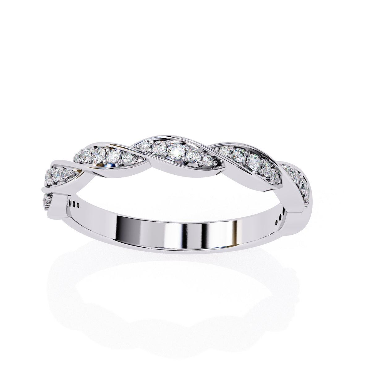 1/3 Ctw, 14K Solid Gold, Diamond Band, Vine Design, Twist Design, Wedding Band, Stacking Band, Round Brilliant Diamonds
