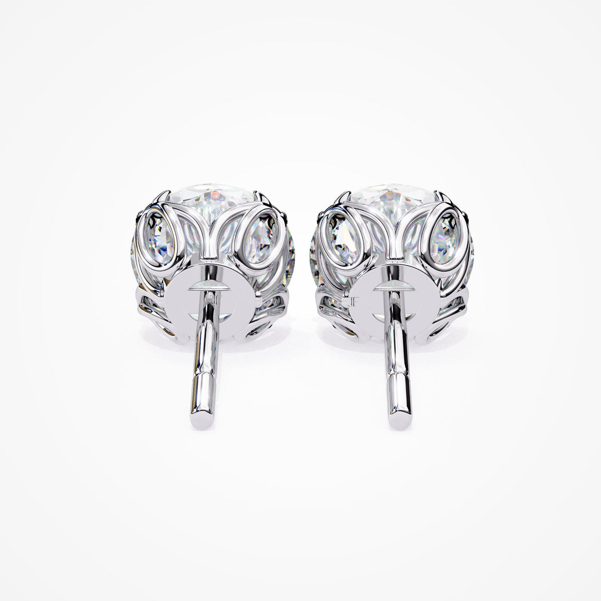 Natural Diamond Studs / Floral / 8 Prongs / 0.20 to 1ct total weight / 14K Solid Gold / White, Yellow, Rose Black Gold / SI GH / Push Back