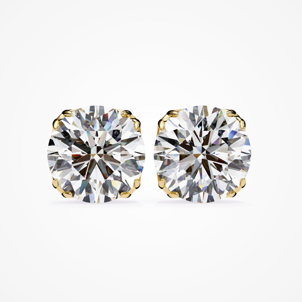 Natural Diamond Studs / Floral / 8 Prongs / 0.20 to 1ct total weight / 14K Solid Gold / White, Yellow, Rose Black Gold / SI GH / Push Back
