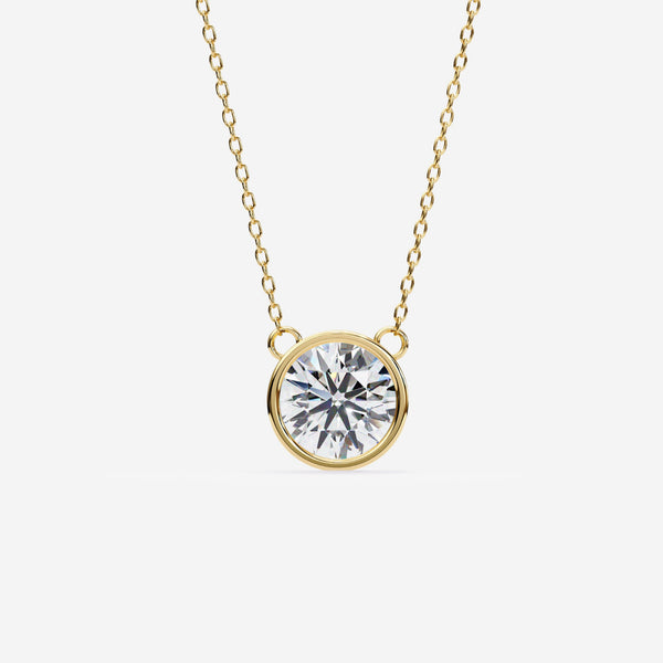 0.50 Ct Natural Diamond Necklace / 14K Solid Gold Diamond Pendant / Diamond Solitaire Necklace / 16-18 inch length / 1 mm Cable Chain
