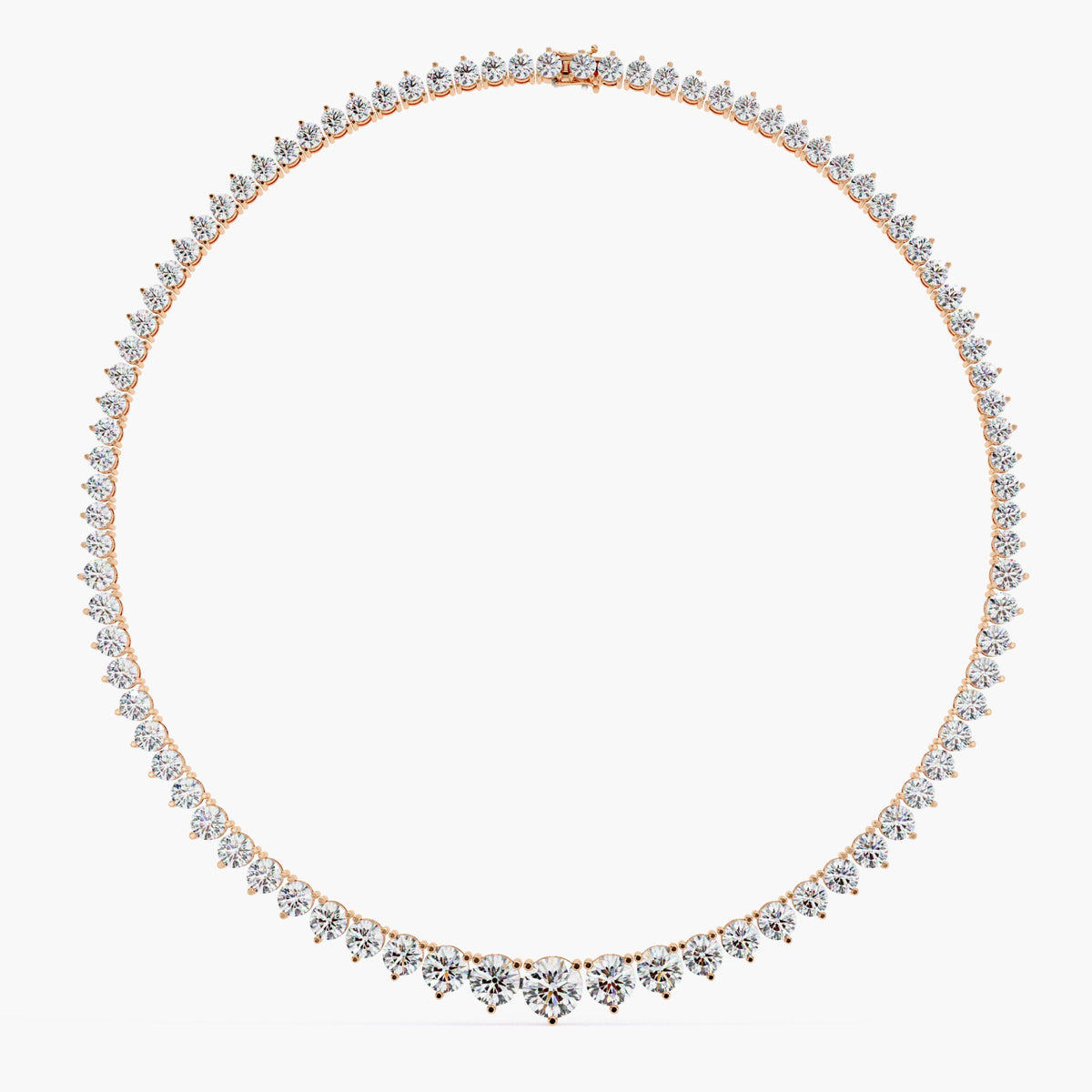 5 CTW Natural Diamond Graduated Tennis Necklace Half Way Riviera Choker 14K Solid Gold