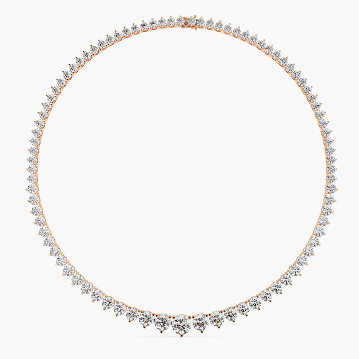 Tennis Necklace Diamond Necklace Half Way Tennis Graduated Choker 5 Carat Tennis Necklace Graduated Lab Grown Diamond Riviera 14k Solid Gold