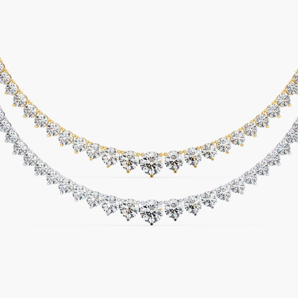 Tennis Necklace Diamond Necklace Half Way Tennis Graduated Choker 5 Carat Tennis Necklace Graduated Lab Grown Diamond Riviera 14k Solid Gold