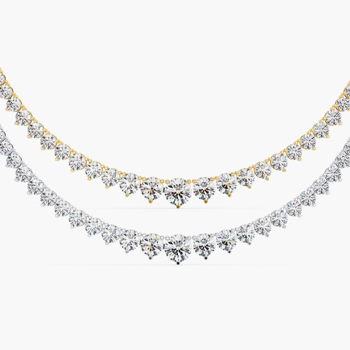 Tennis Necklace Diamond Necklace Half Way Tennis Graduated Choker 5 Carat Tennis Necklace Graduated Lab Grown Diamond Riviera 14k Solid Gold