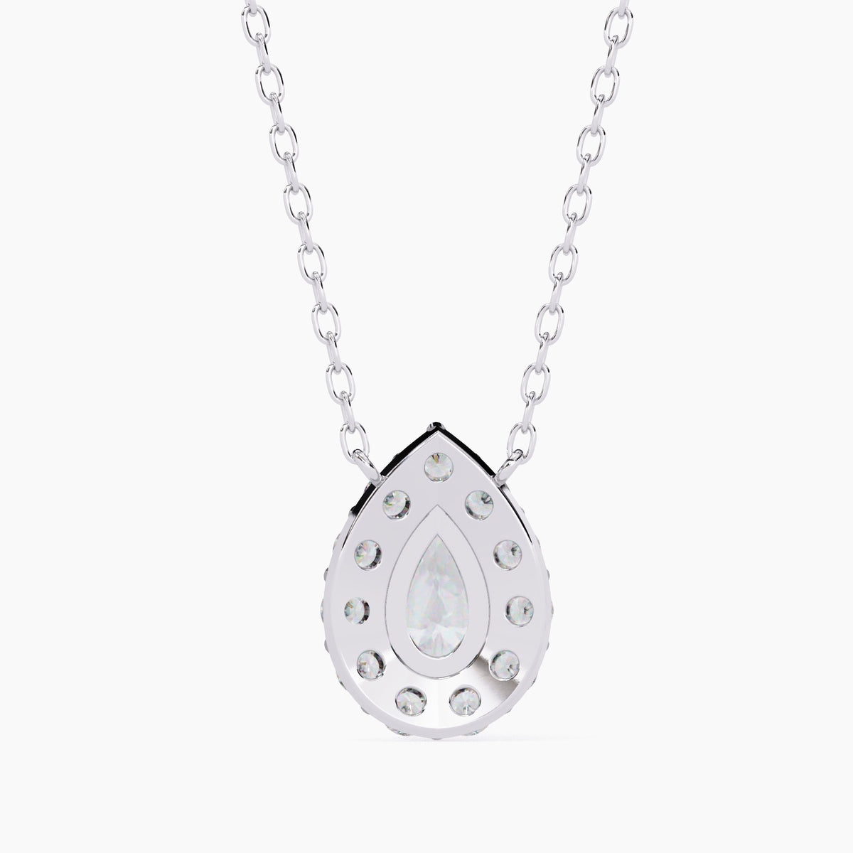 Pear Drop Halo Natural Diamond Pendant Necklace, 14k White Rose Yellow Black Solid GoldTeardrop Pendant, Bridal Solitaire Pendant