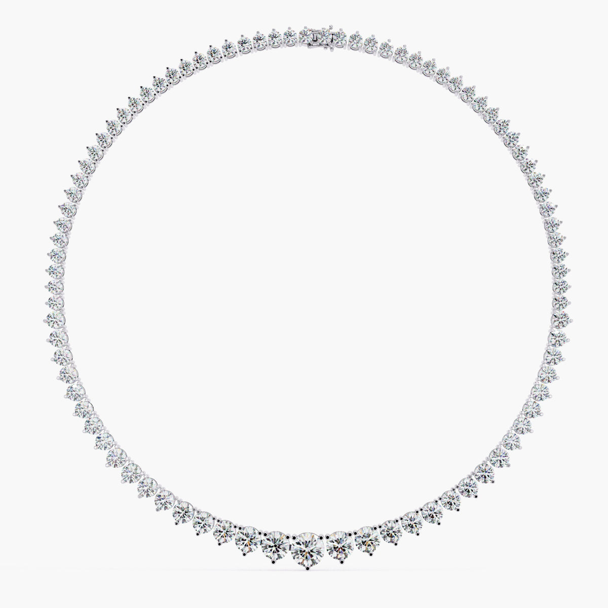 5 CTW Natural Diamond Graduated Tennis Necklace Half Way Riviera Choker 14K Solid Gold