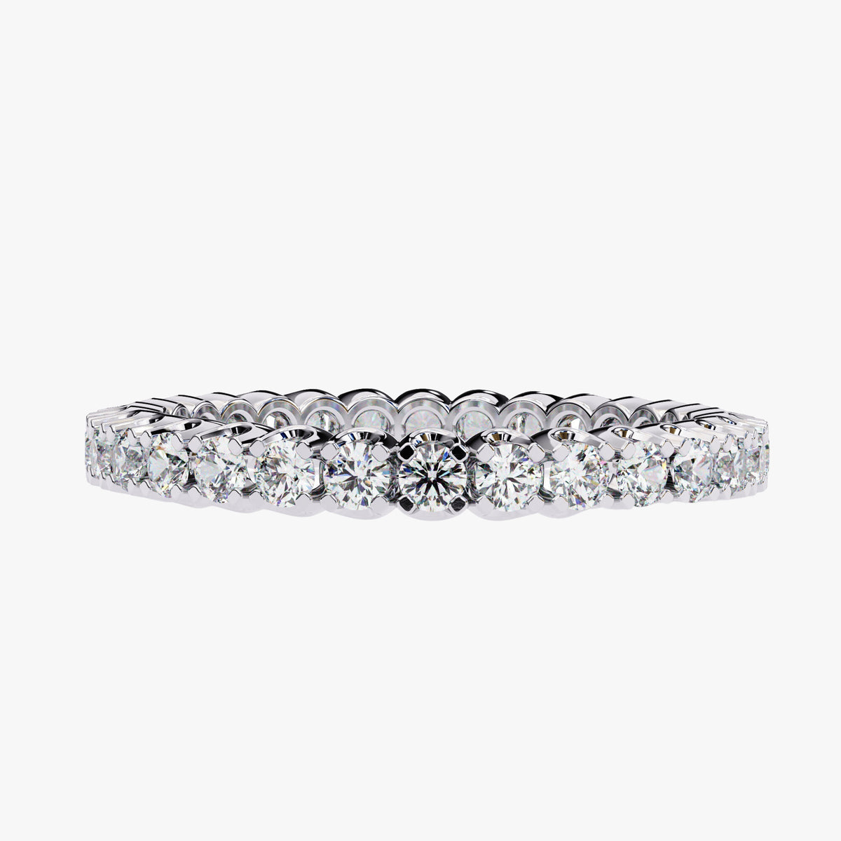 14K Gold 1 Ct Round Diamond Eternity Band - 2MM Stone Anniversary Ring