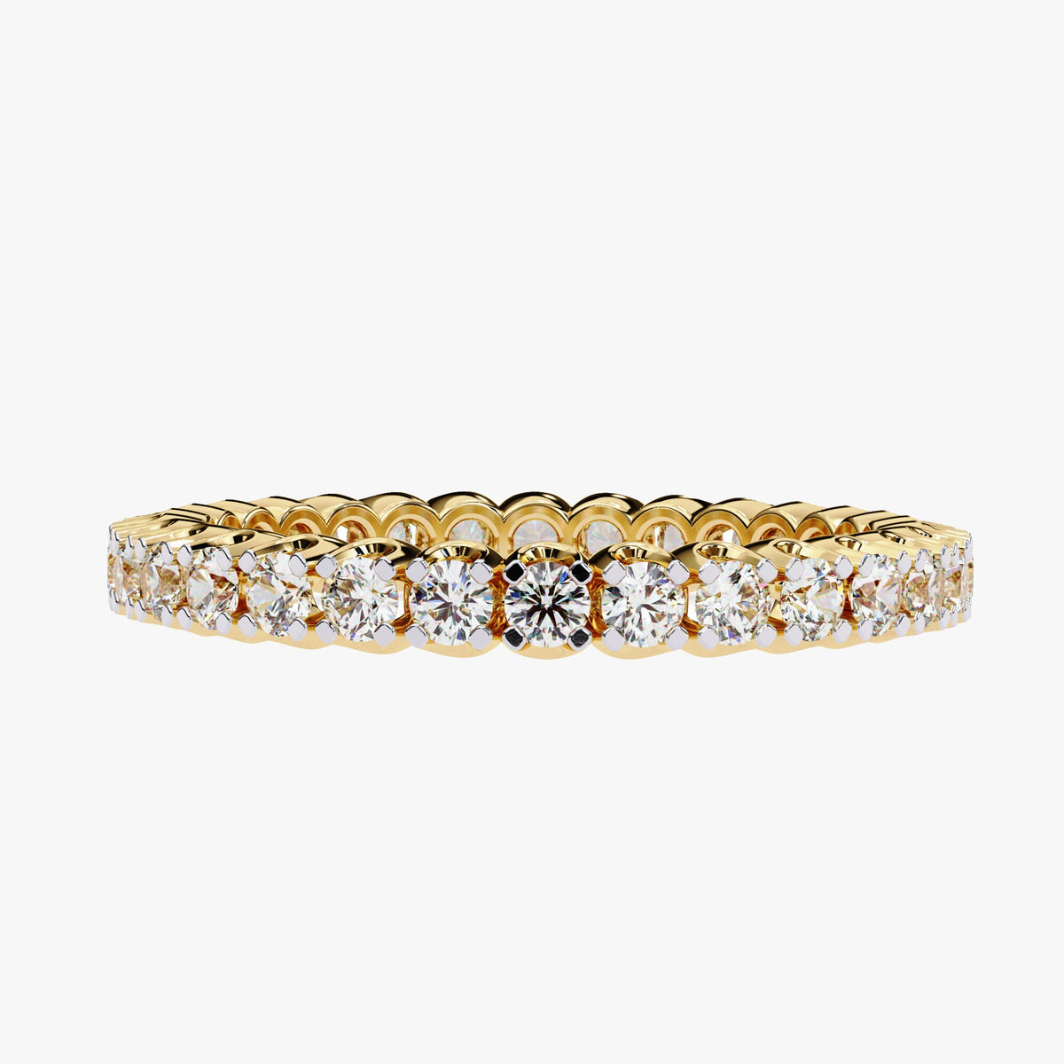 14K Gold 1 Ct Round Diamond Eternity Band - 2MM Stone Anniversary Ring