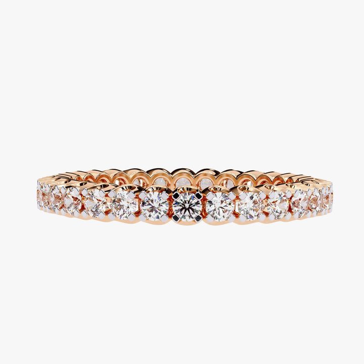 14K Gold 1 Ct Round Diamond Eternity Band - 2MM Stone Anniversary Ring