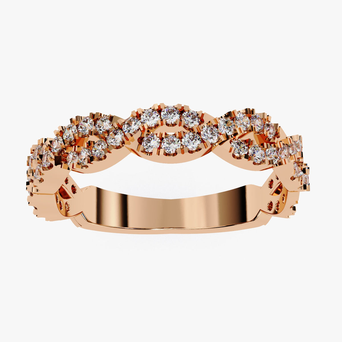 14k Gold Twist Band Ring: 0.50 CT Round Natural Diamond Engagement Ring