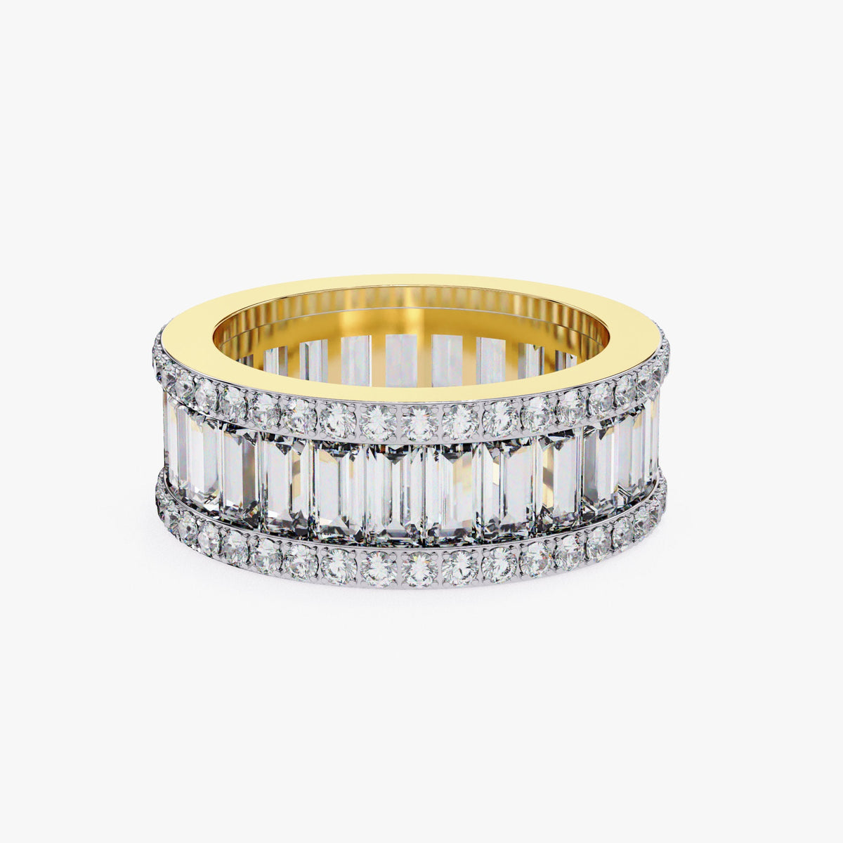 3.60 CT Baguette Round Natural Diamond Full Eternity 14k Gold Ring