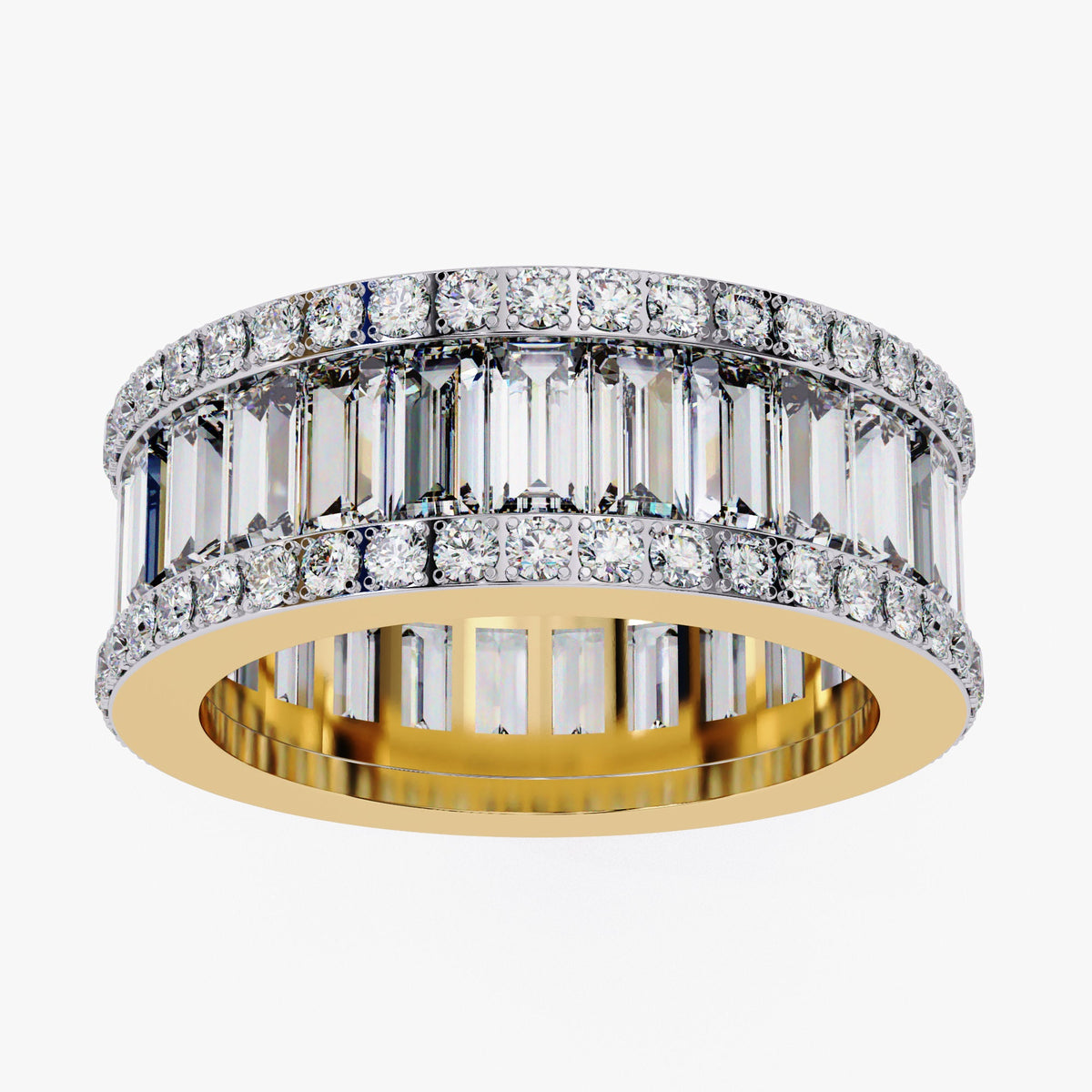 3.60 CT Baguette Round Natural Diamond Full Eternity 14k Gold Ring