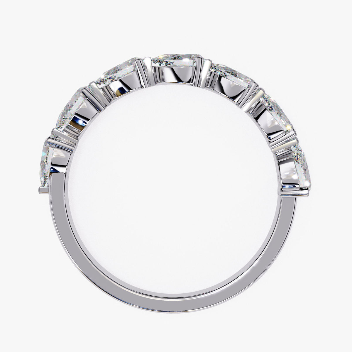 1.20 CTW Pear Natural Diamond 14k Gold Ring - Half Eternity Wedding Band
