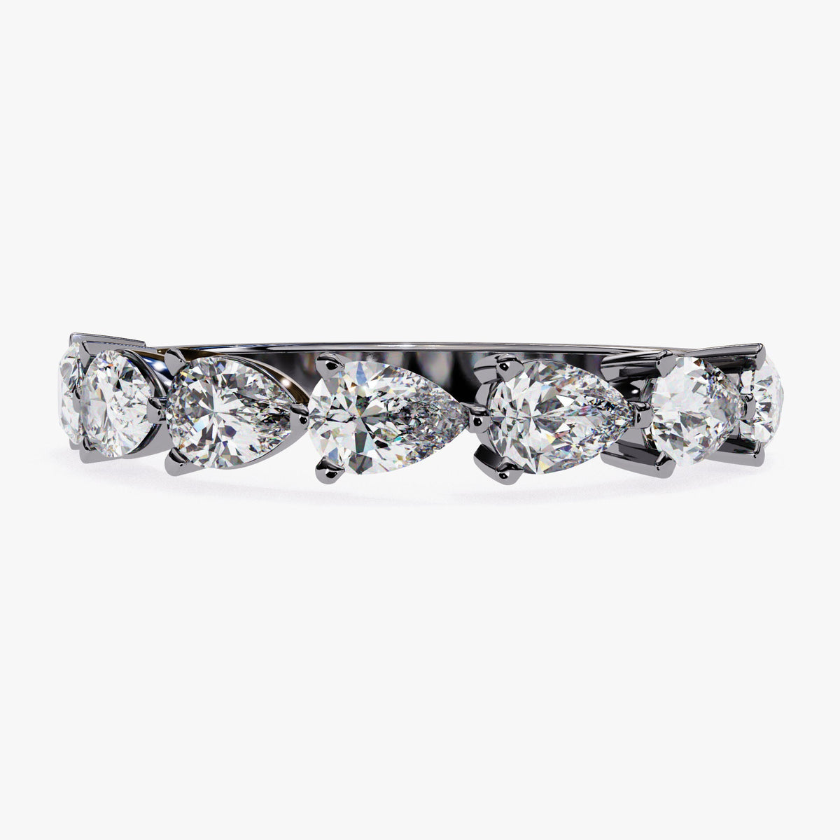 1.20 CTW Pear Lab Grown Diamond Ring: 14k Gold Half Eternity Band