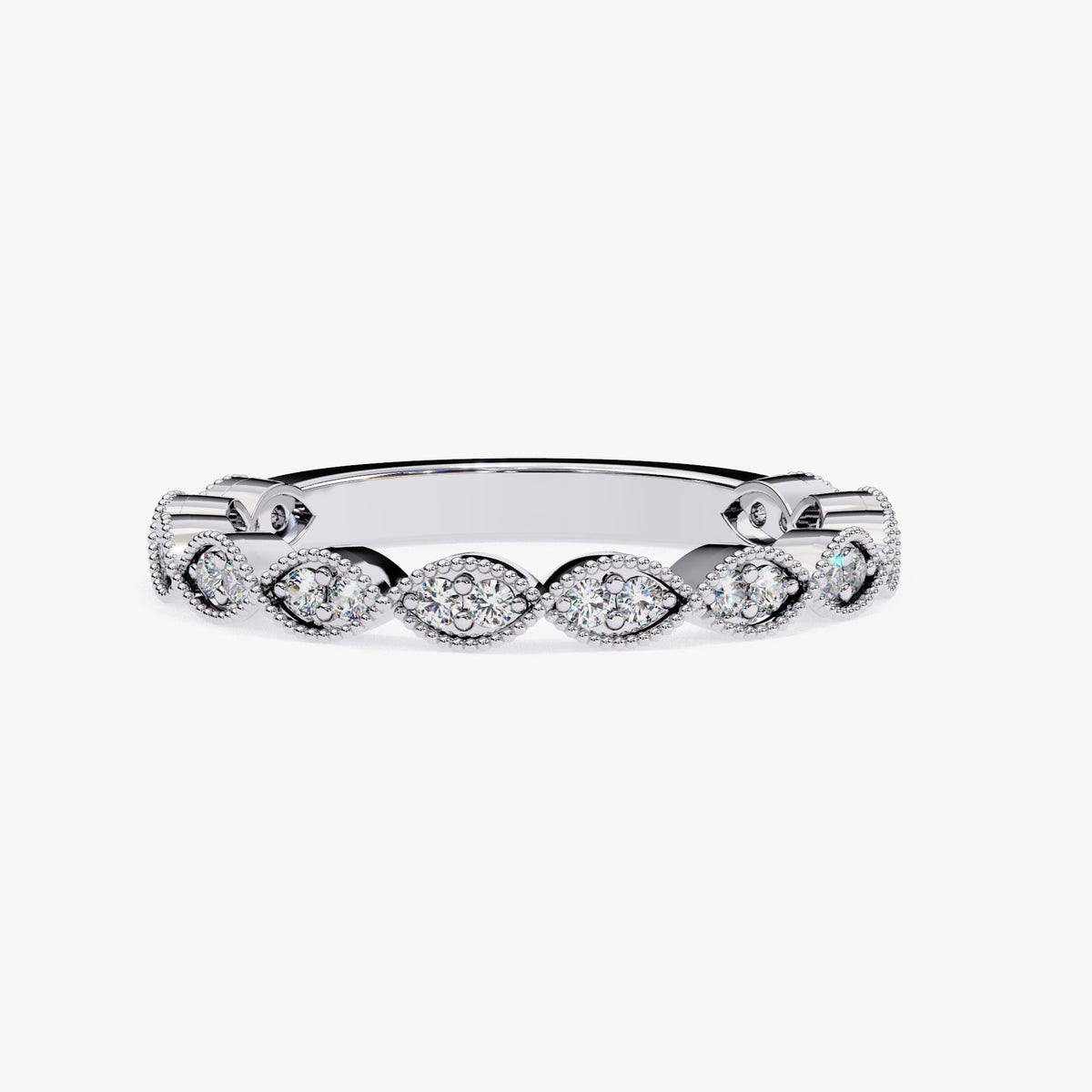 14K Gold Marquise Lab Grown Diamond Ring: 0.25Ctw Vintage Band