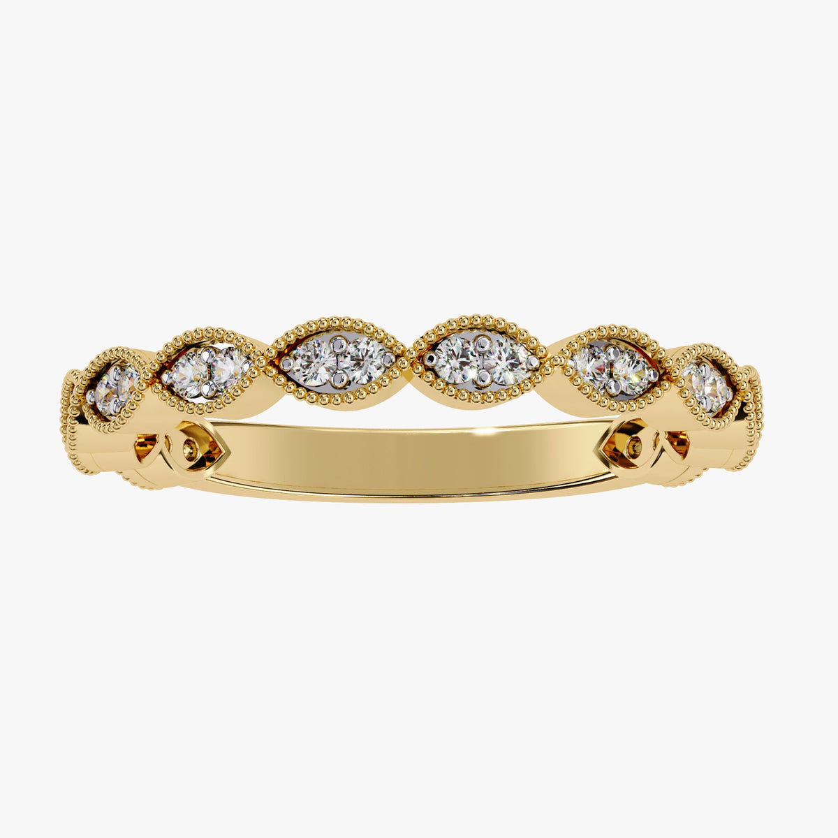 14K Gold Marquise Lab Grown Diamond Ring: 0.25Ctw Vintage Band