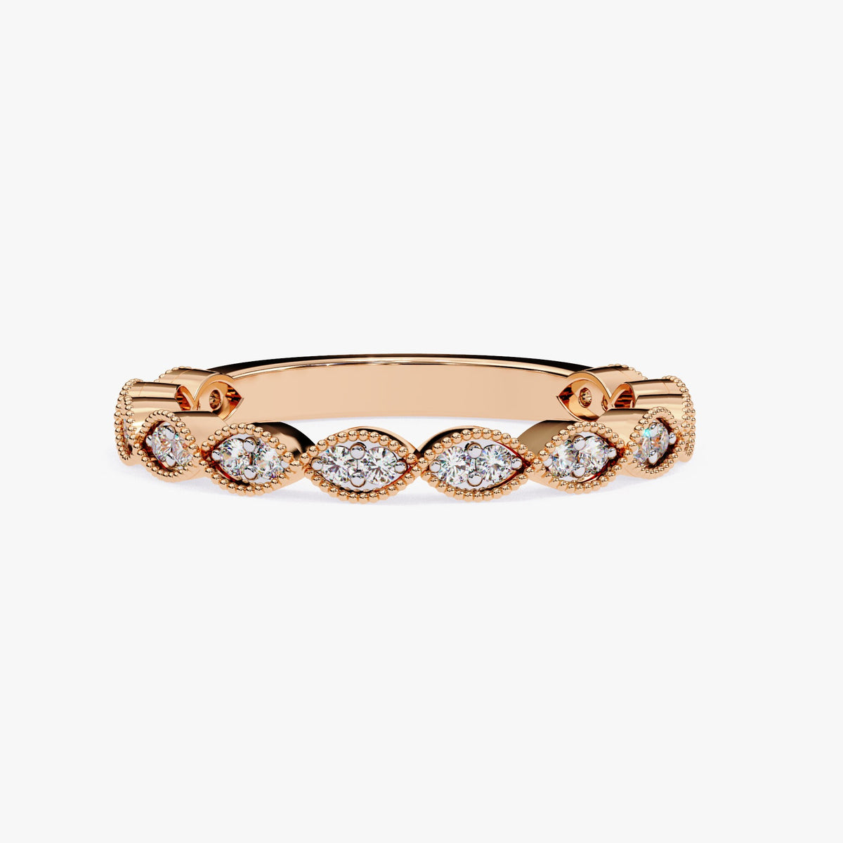 14K Gold Marquise Lab Grown Diamond Ring: 0.25Ctw Vintage Band