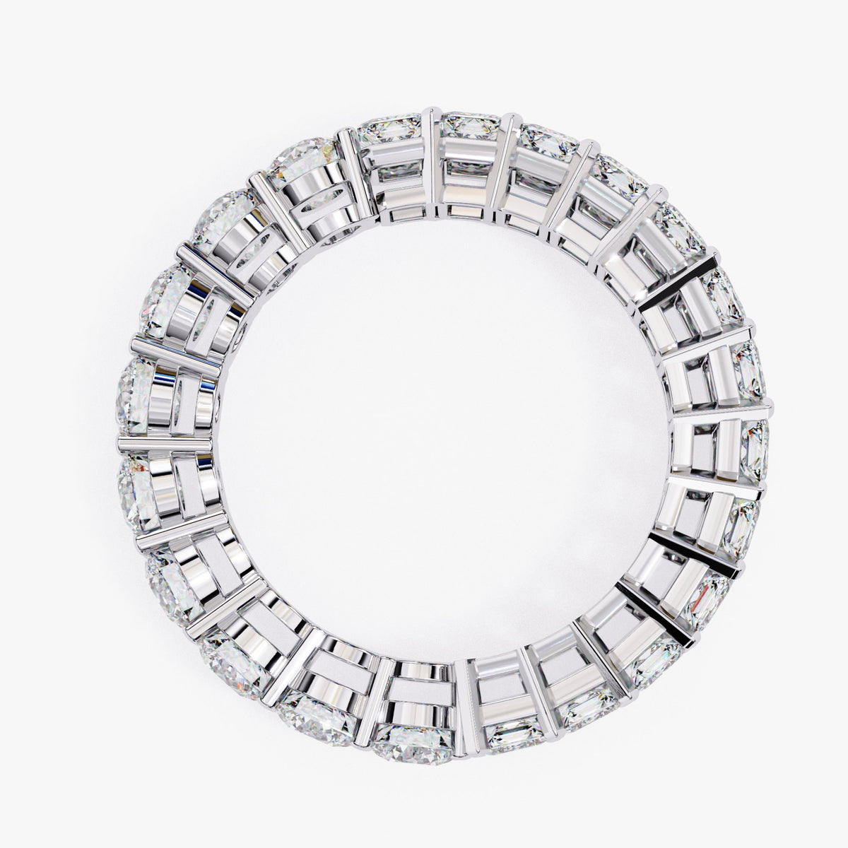 14K Gold Full Eternity Band Ring: 3.5 CTW Emerald & Round Lab Grown Diamond