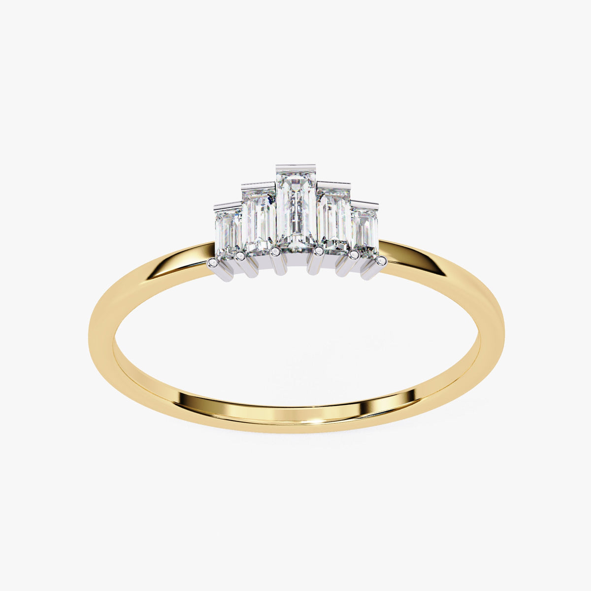 Baguette Lab Grown Diamond Ring: 14k Gold Tiara Band, Channel Setting (0.20Ct)