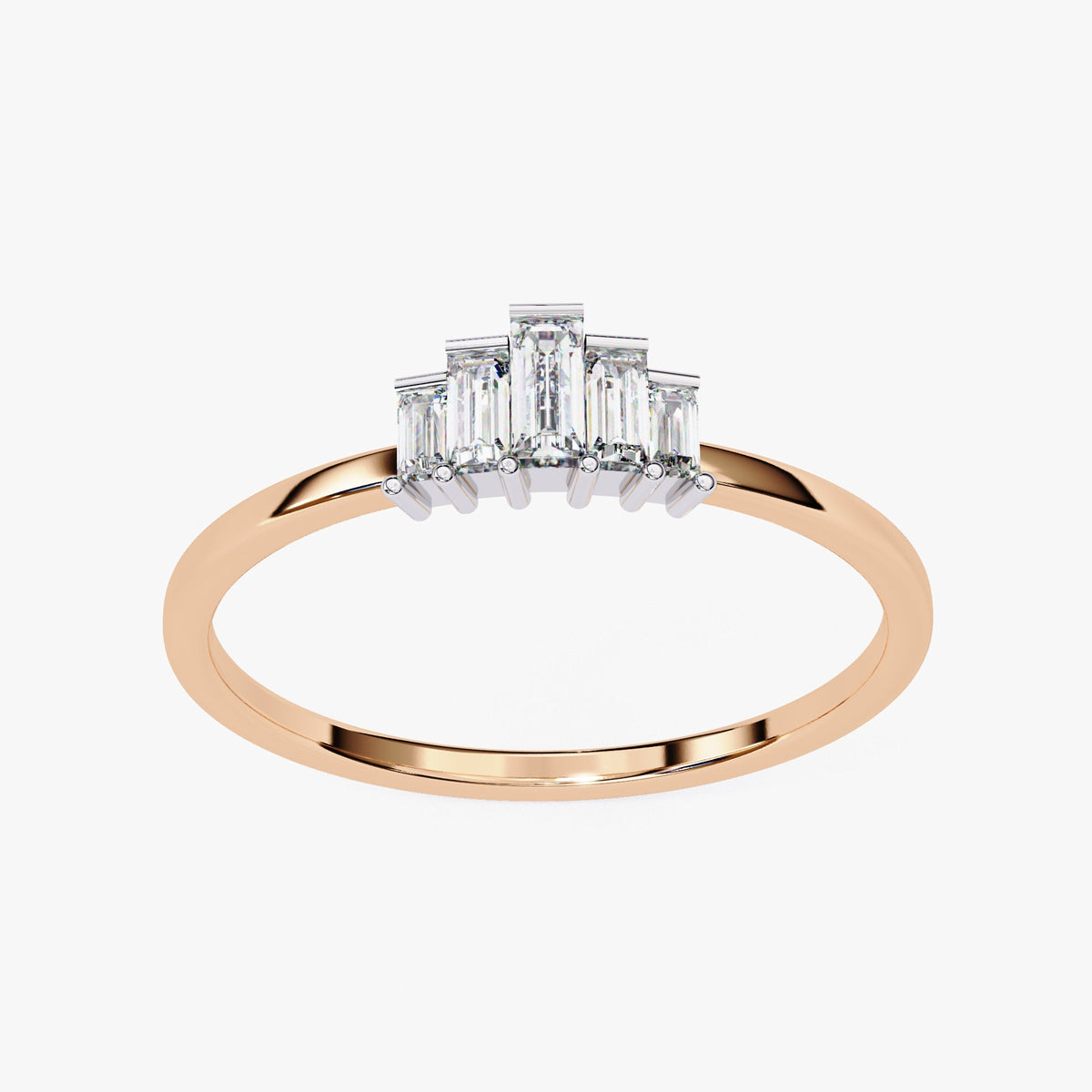 Baguette Lab Grown Diamond Ring: 14k Gold Tiara Band, Channel Setting (0.20Ct)