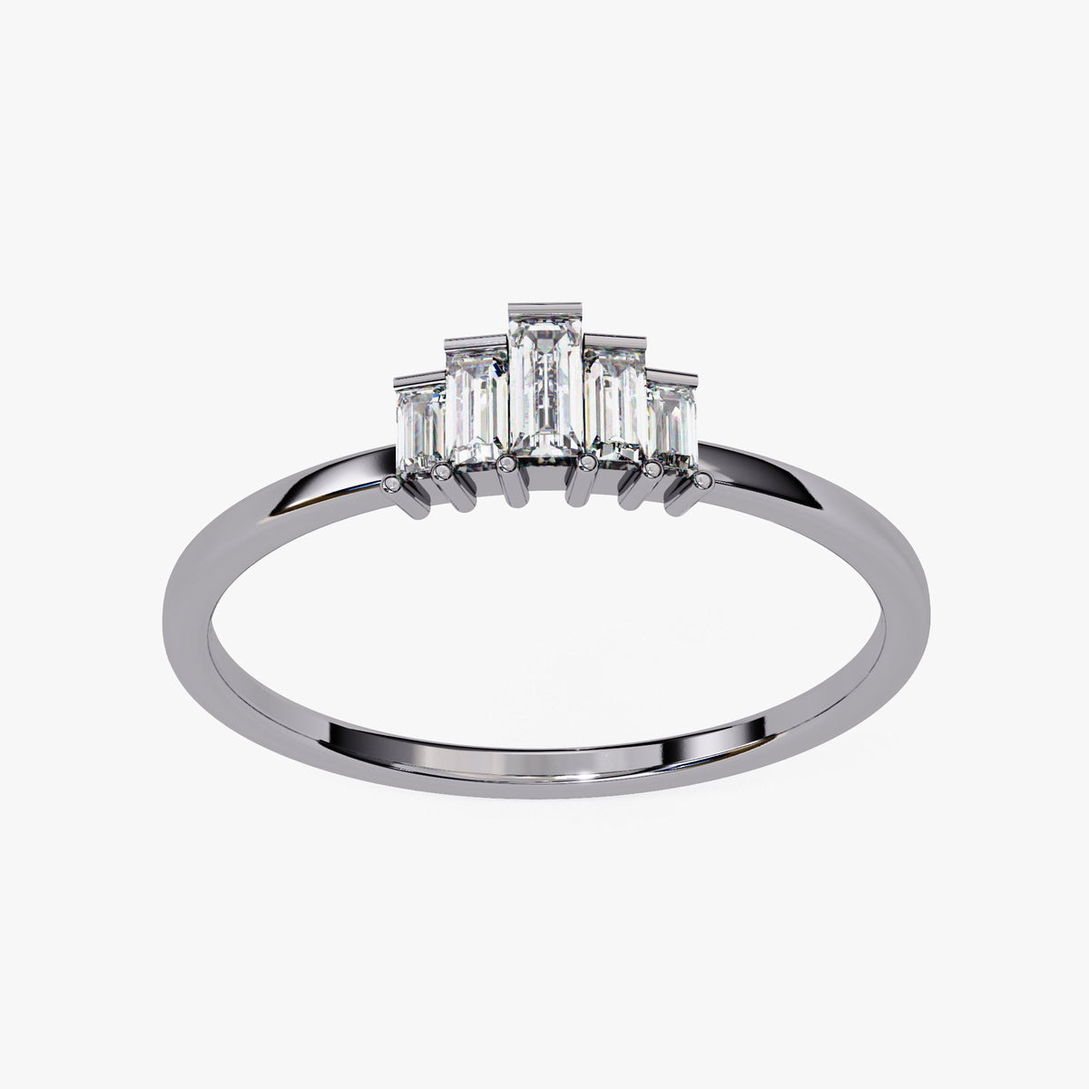 Baguette Lab Grown Diamond Ring: 14k Gold Tiara Band, Channel Setting (0.20Ct)