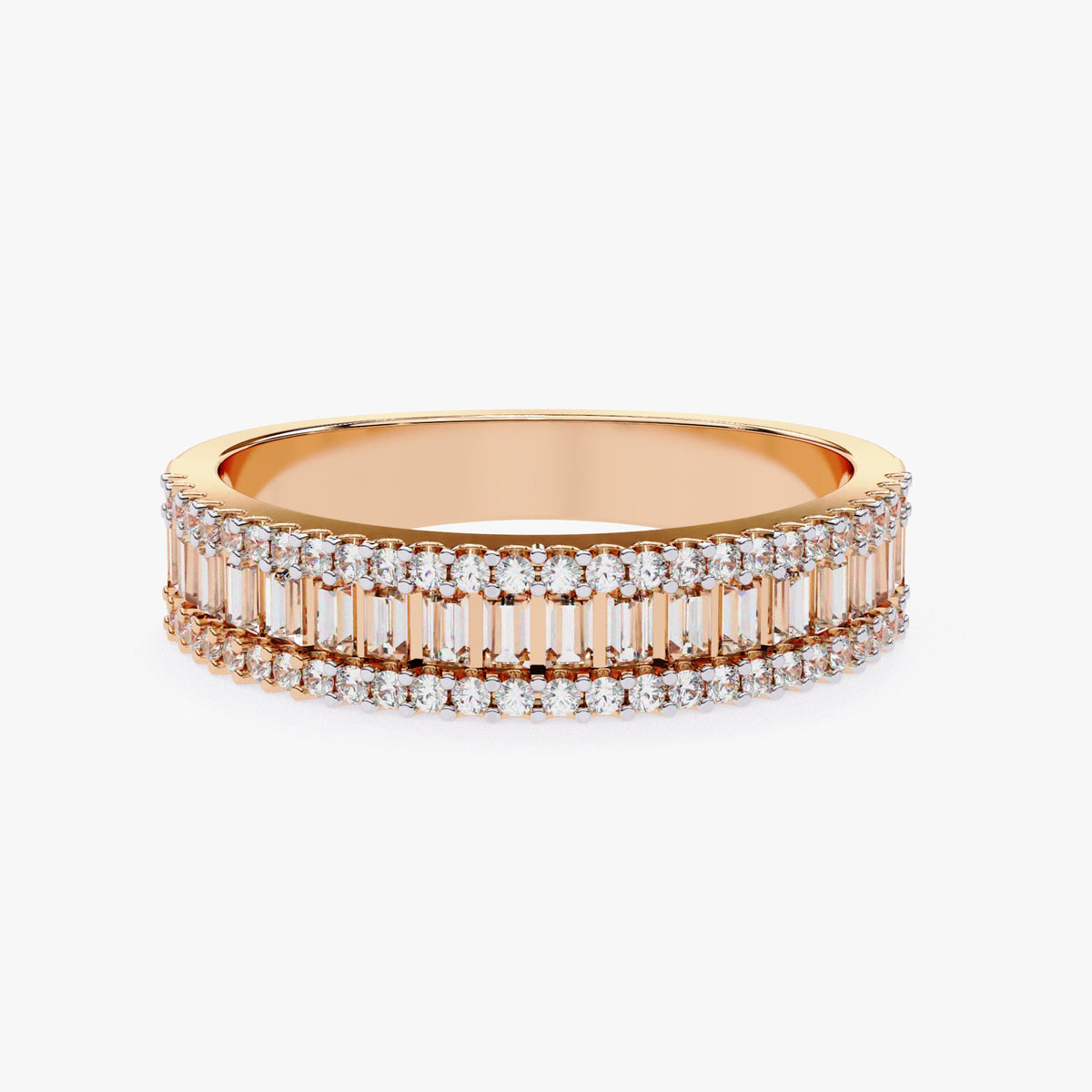 Baguette Lab Grown Diamond Ring: 14k Gold Half Eternity Band for Wife (0.60 Ct)