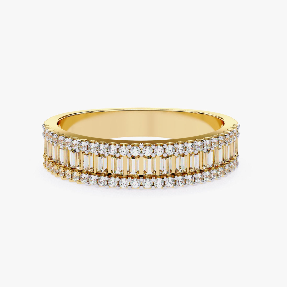 Baguette Diamond Ring: 0.60 CT Half Eternity 14k Gold Band