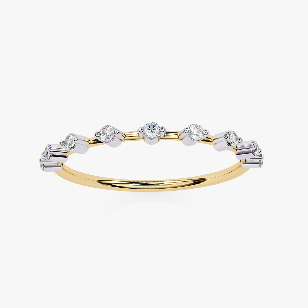 Dainty 14k Gold Diamond Wedding Band: 0.10Ct Minimalist Stacking Ring