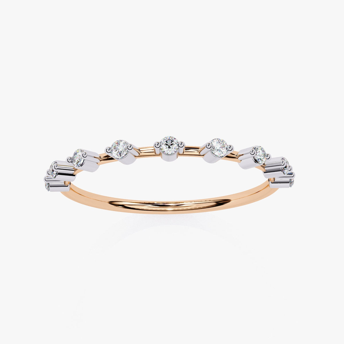 Dainty 14k Gold Diamond Wedding Band: 0.10Ct Minimalist Stacking Ring