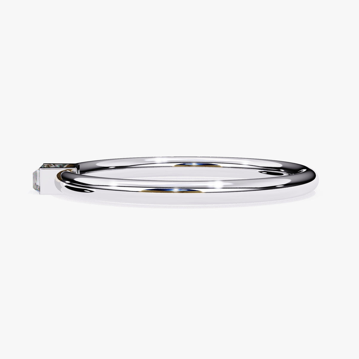 Baguette Lab Grown Diamond Ring: 14k Gold Half Bezel Band (0.10Ct)