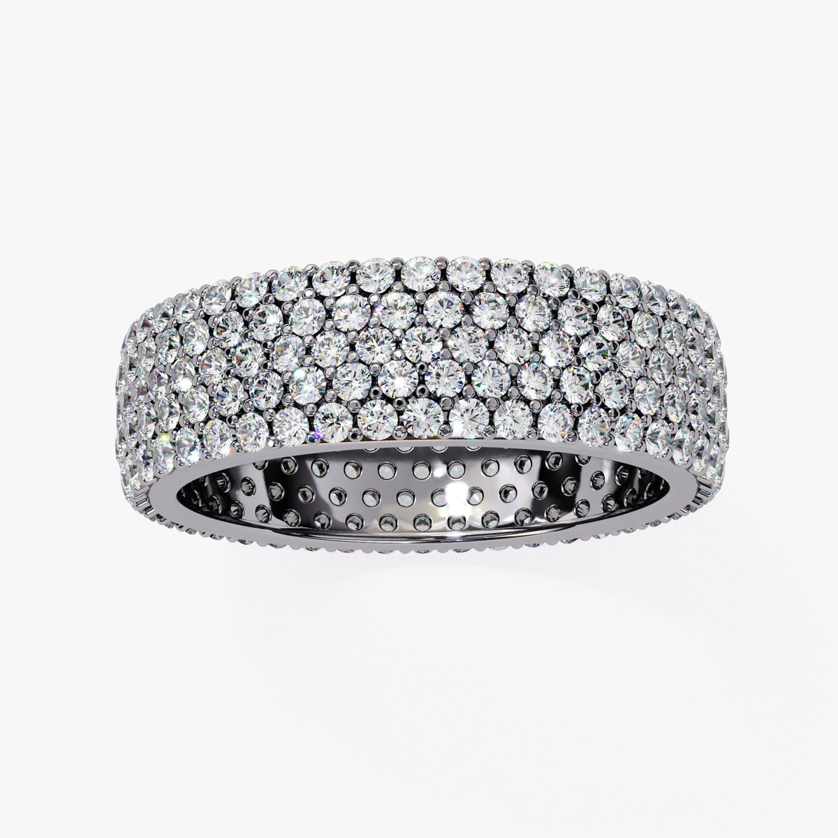 2 CT Round Lab Grown Diamond Ring: 14K Gold Multi Row Eternity Band