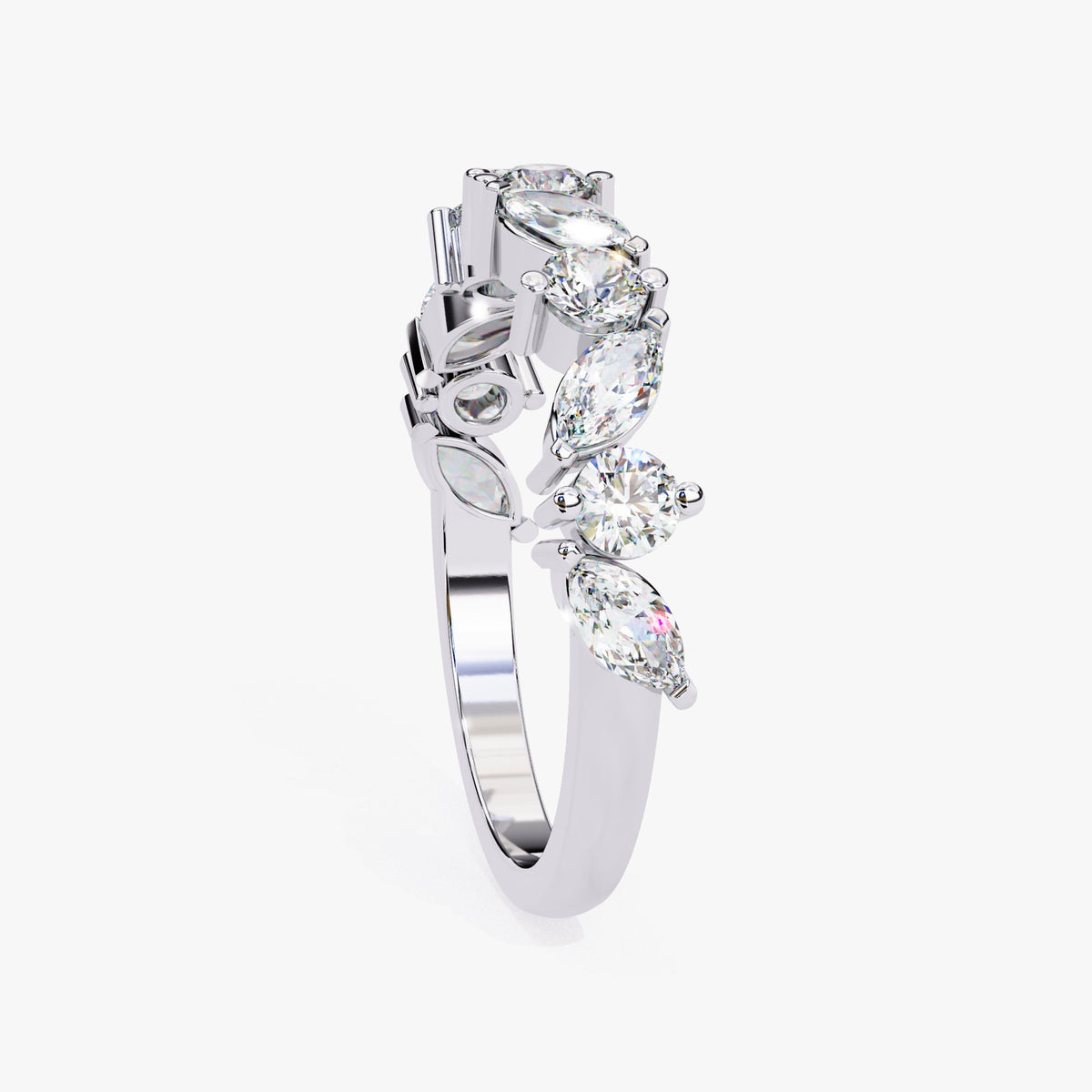 14K Gold Marquise & Round Diamond Half Eternity Band (1.00 CTW)