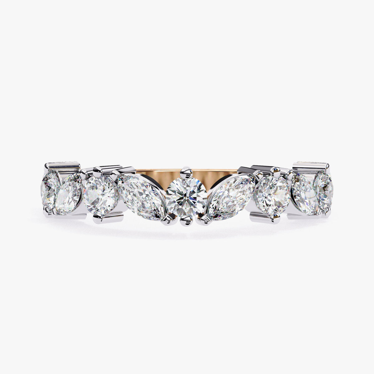 14K Gold Marquise & Round Diamond Half Eternity Band (1.00 CTW)